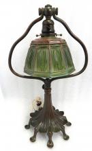 Authentic Antique Signed Tiffany Studios NY Bronze LinenFold Glass Lamp 1938